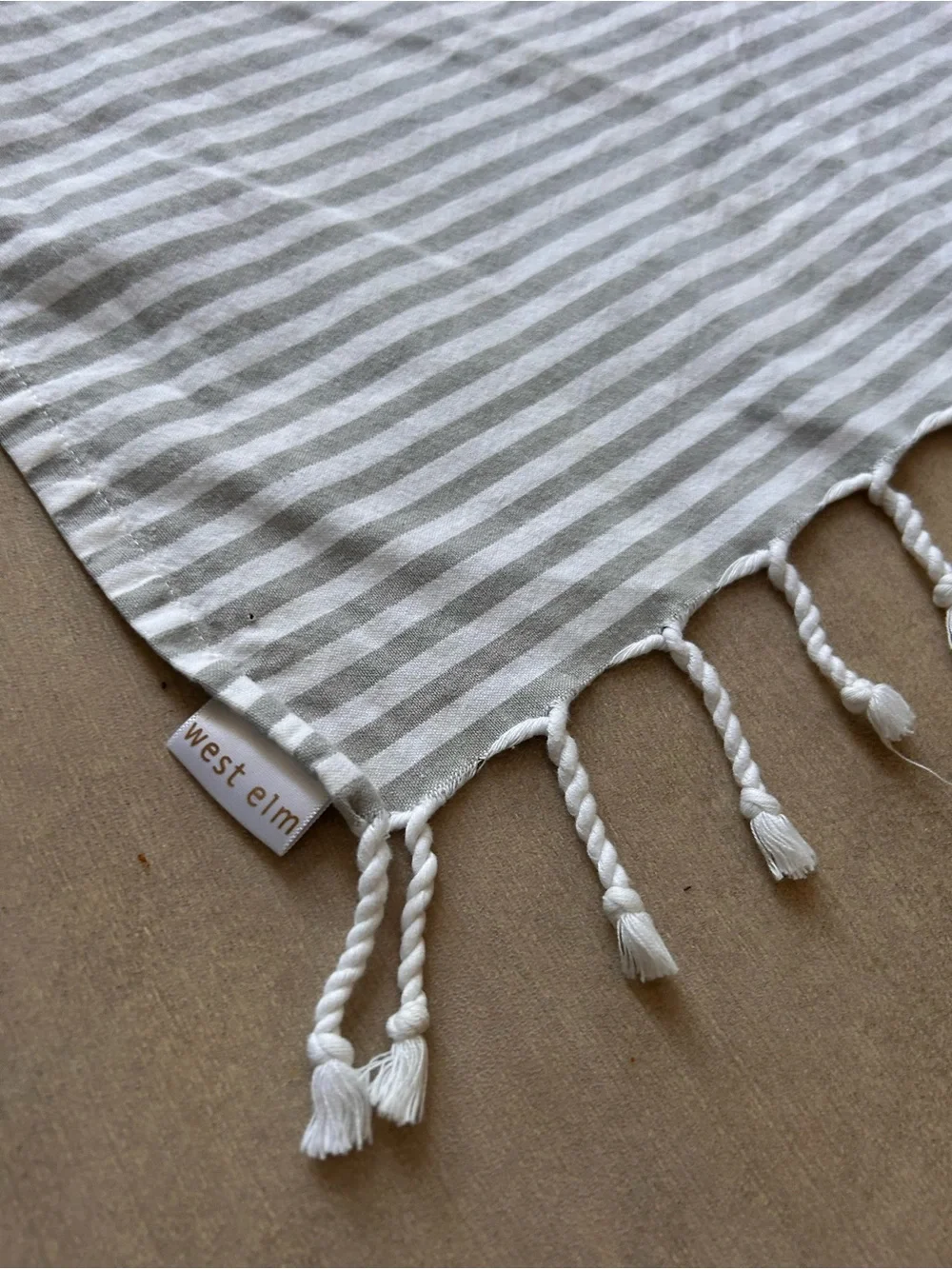 WEST ELM Shower Cotton Curtain with Stripes/Fringes #0501264